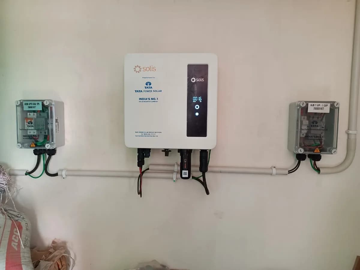 Installed Solis inverter supplied for Tata Power Solar with electrical protection boxes